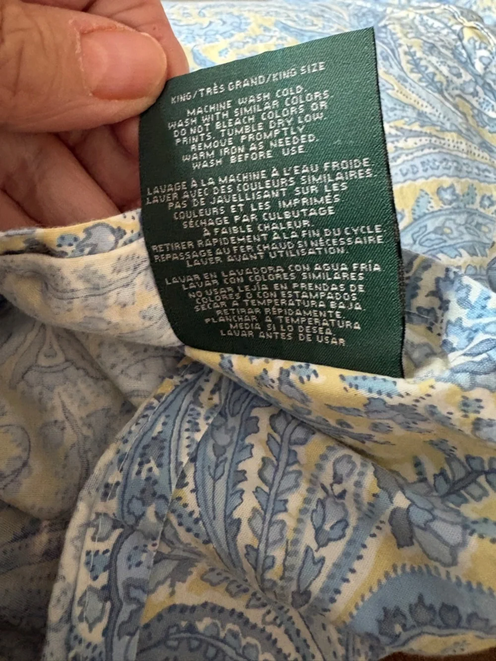 Ralph‎ Lauren Yellow and Light Blue Paisley Cotton Fabric pillowcases